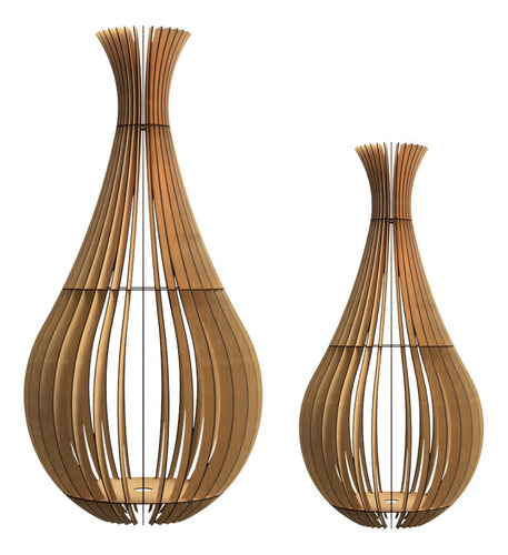 Luminária De Chão Gotas De Orvalho Mdf Kit Com 2 75cm E 60cm Estrutura Bege