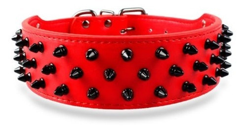 19-22'' Rojo Tacon Clavos Pu Cuero Collar De Perro Grande De