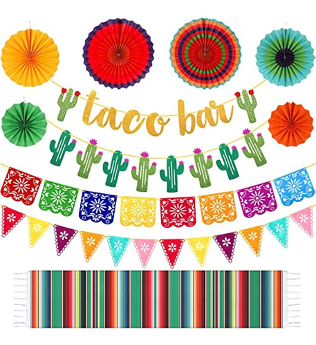 39 Piezas Taco Bar Decoraciones Fiesta Party Set Serape Cami