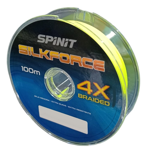 Multifilamento Spinit Silkforce 4 Hebras 30 Lb 23mm X 100 Mt Color Amarillo flúor