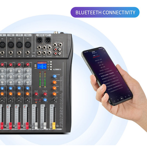 Amplificador Mezclador De Audio De 12 Canales Con Usb