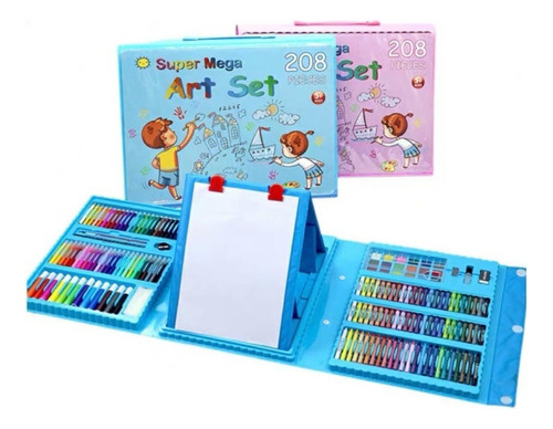 Set Maleta 208 Pzs Arte Niños Caballete Color Crayon Pintura