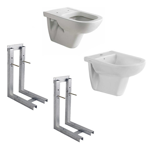 Combo Ferrum Bari De Colgar Inodoro Bidet Soporte X 2 Cs4098