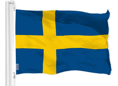 Bandera De Suecia G128, Poliéster, Para Colgar, 90x150 Cm