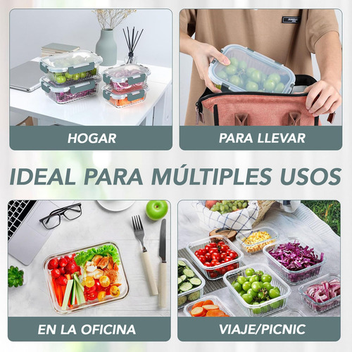 U Chef Juego De 10 Recipientes De Vidrio Herméticos Con Tapa Color Transparente