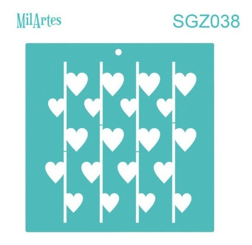 Mil Artes - Stencil Ramas Corazones 30 X 30cm - Sgz38