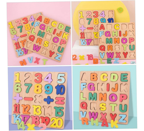 Juego Didactico Madera Numeros Y Abecedario Rompecabezas 2pz