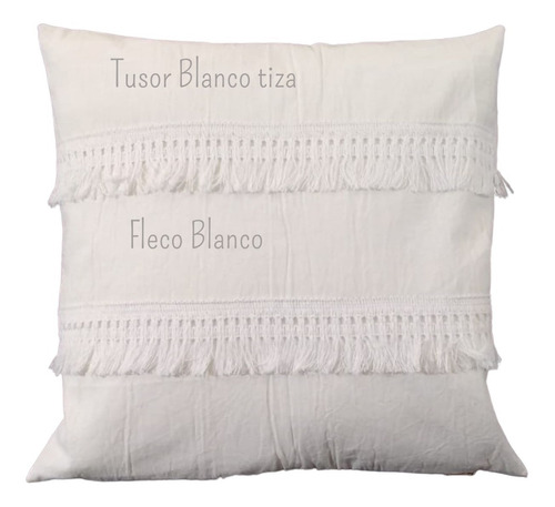 Imagen 2 de 7 de Funda Almohadón 40x40 Tusor Con Flecos Nórdico Modernos Deco
