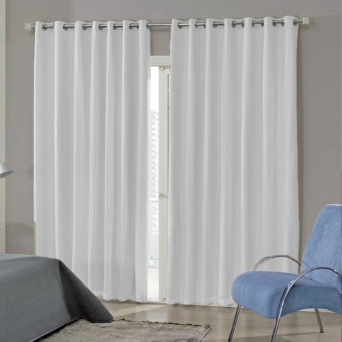 Cortina Blackout 4,2 X 2,5 M Bella Janela Pratika Lisa Cromo Cor Branco