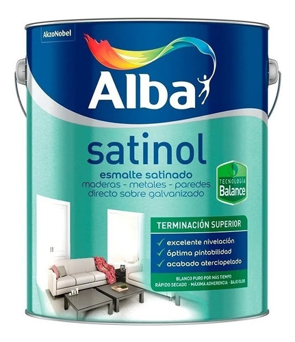 Esmalte Sintetico  Satinol Al Agua Alba  X 4lts.+rodillo 8