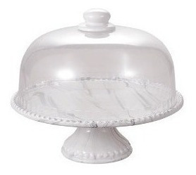 Porta Bolo Circular Hauskraft 22,5 Cm Com Cúpula Porcelana