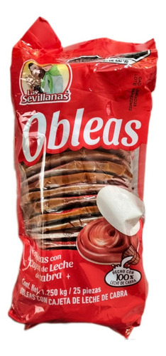 Obleas Las Sevillanas C/cajeta De Leche De Cabra 25 Pzas