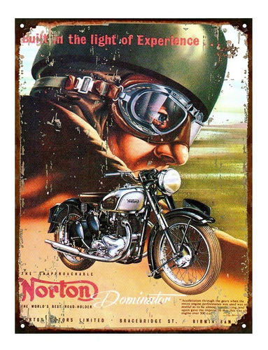 Cartel Chapa Publicidad Antigua 1948 Norton Dominator L262
