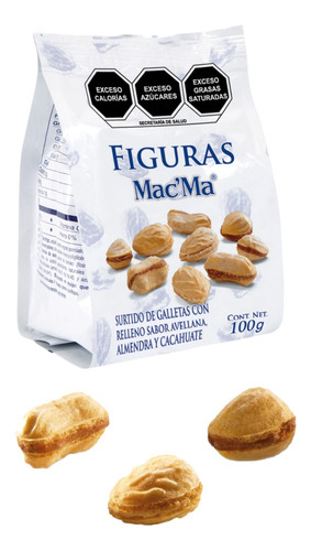 Galleta Figuras 6 Sobre 100c/u Avellana Almendra Cacahuate E