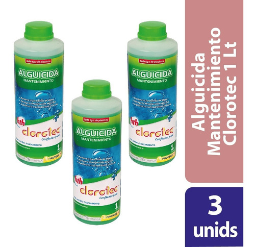 Imagen 1 de 8 de Alguicida Mantenimiento X 1 Lt Clorotec Combo 3 Unidades