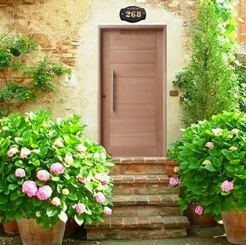 Puerta Moderna De Madera Maciza Entrada Frente 87.3x204 Madera Natural