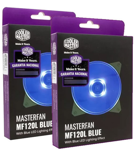 Kit C/ 2 - Cooler Master Mf120l Fan 120mm 12cm Led Azul