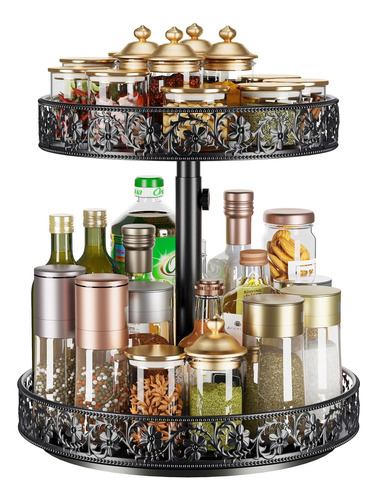 Organizador Giratorio De Dos Niveles Lazy Susan Ajustable En