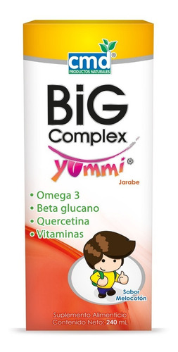 Big Complex Yummi / Omega 3, Beta-glucano Jarabe C/240ml Cmd Sabor Melocotón