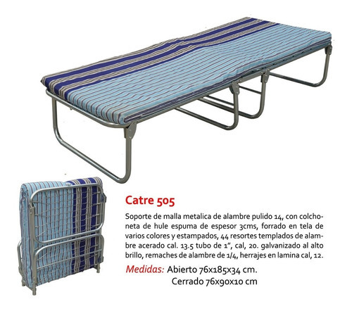 Catre Camastro Plegable Colchoneta De Hule Espuma 76 Cm Jaco Color El catre puede llegarte en diferente color de rayado y estampado. Azul-Azul Marino