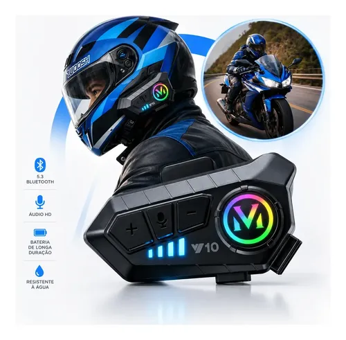 Fone De Ouvido Para Capacete Intercomunicador Bluetooth Headset Rgb Sem Fio Música GPS Chamadas Handsfree Alta Potência Woosh