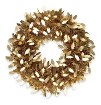 Comprar 6 Coronas Con Escarcha Boa Hojas Gigantes Oro Matizada 50 Cm