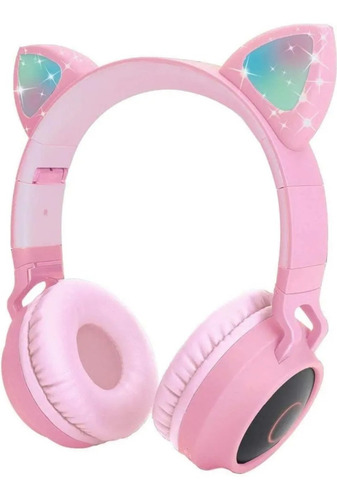 Audifono Diadema Bluetooth Fm Micro Orejas De Gato Y Luces