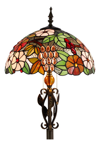 Tiffany Lámpara De Pie De Vitral Luz De Manchas De Uva Verde