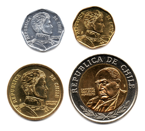 Chile 1, 5, 10 Y 500 Pesos 2012