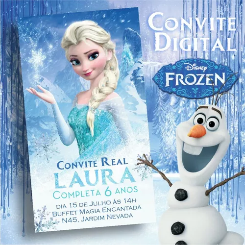 Arte de Convite virtual tema Frozen ou Frozen Fever Envio por