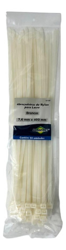 Abracadeira Nylon Brasfort Branca 7,6x400  50 Pecas  8709