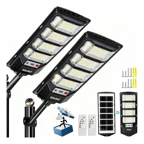 2pz Lámpara Solar Exterior Para Jardin, Suburbano, Sensor De Movimiento Garaje Alumbrado Led Luminaria Color Lmpermeable Luz Blanco