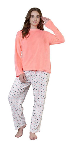 Pijama Micropolar Mujer 8523 Rosada Puntos Baziani