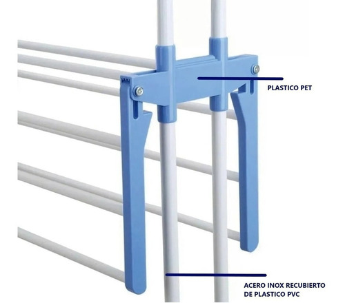 Imagen 7 de 10 de Tendedero Ropa Tender Plegable De Pie Acero Inox Con Ruedas
