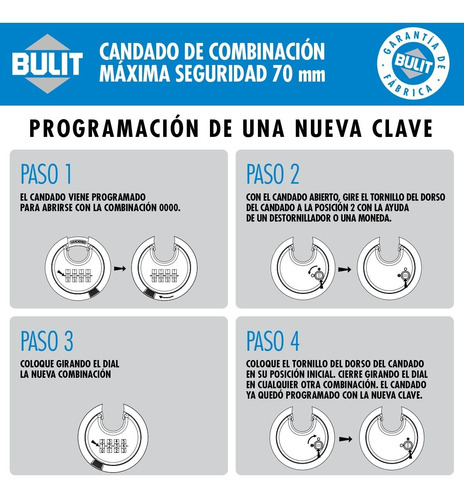 Candado De Combinación Máxima Seguridad Bulit