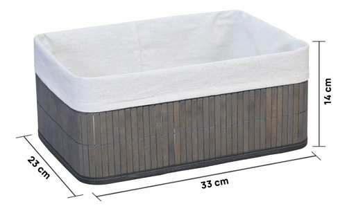 Imagen 2 de 10 de Cesto Plegable De Bambú 33 Cm × 23cm×14 Cm Gris Vonne Org119