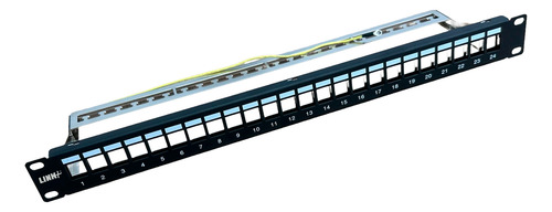 Patch Panel 24 Portas Blindado Descarregado Com Guia Suporte
