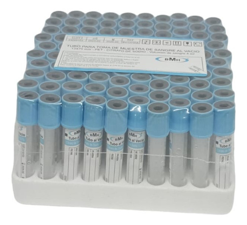 Tubo Para Muestra Vacutainer Azul Bmh