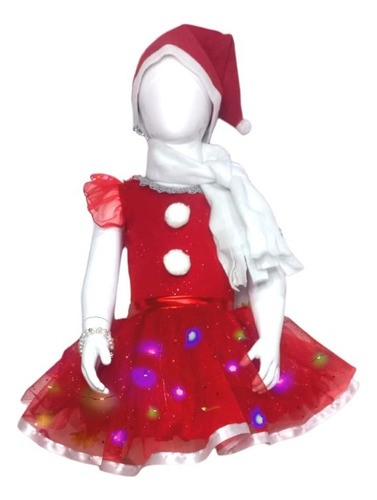 Disfraz Santa Niña Muñeco Nieve Duende Santa Navidad Pastorela Señora Grinch Vestido Con Luz Led