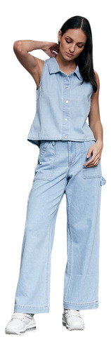 Jeans Rectos Casual Atmosphere Dnm Amet Bleach Mujer