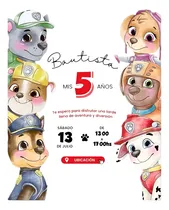 Comprar Invitacion Digital De Paw Patrol, Invitación De Cumpleaños Paw Patrol Acuarela