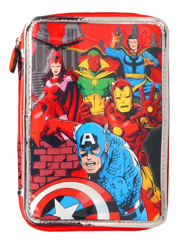 Cartuchera Escolar Avengers Marvel Comic Super Héroes Color Rojo Rojo