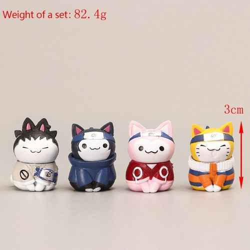 Figura De Acción De Naruto Kit 8 Bonecos Gato Modelo Q Versi