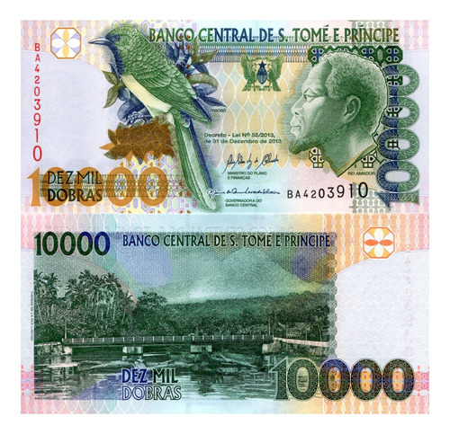 Billete De Santo Tomé Y Príncipe 10,000 Dobras, Nuevo Sin C.