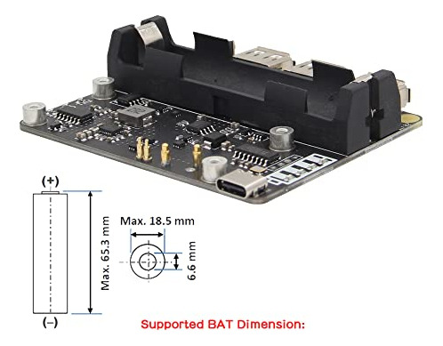 Placa De Expansión Geekworm Raspberry Pi Zero 2 W 18650 Ups