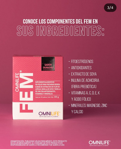 Fem Plus Caja C/30 Sachets Equilibrio Hormonal Mujer Durazno