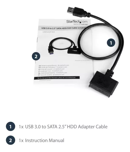 StarTech.com Adaptador USB C a SATA - Conector de disco duro externo para  unidades SATA de 2.5 - Cable SATA SSD / HDD a USB C (USB31CSAT3CB) Negro