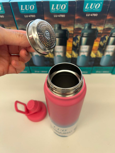 Botella Térmica Acero Inoxidable Frío/calor Grabado Laser Rosa Chicle