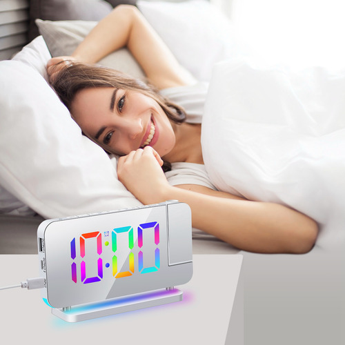 Reloj De Proyección De Viaje Con Alarma Para Dormitorio, 7 P