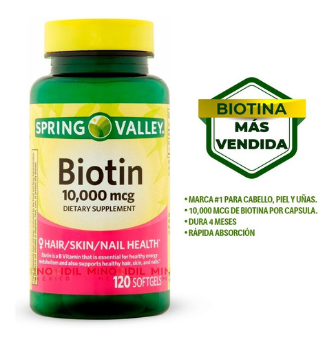 Imagen 2 de 8 de Cabello Hermoso Biotina 10,000 Mcg 120 Softgels